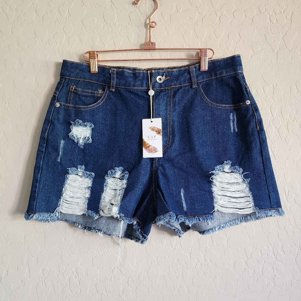 Chelsea and Violet Distressed Denim Shorts 31 NWT